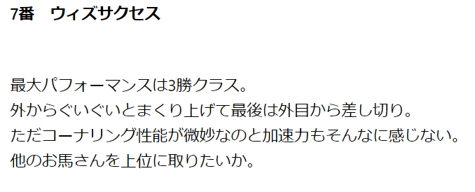 モルガナイトステークス   回顧